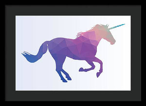 Polygonal Unicorn Horse Silhouette - Framed Print