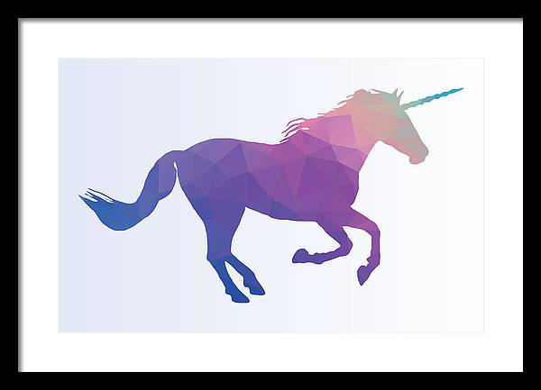 Polygonal Unicorn Horse Silhouette - Framed Print