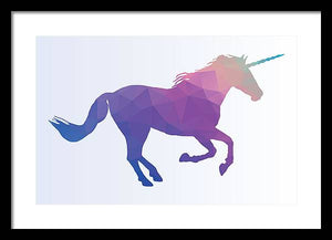 Polygonal Unicorn Horse Silhouette - Framed Print