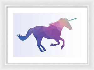 Polygonal Unicorn Horse Silhouette - Framed Print