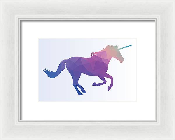 Polygonal Unicorn Horse Silhouette - Framed Print