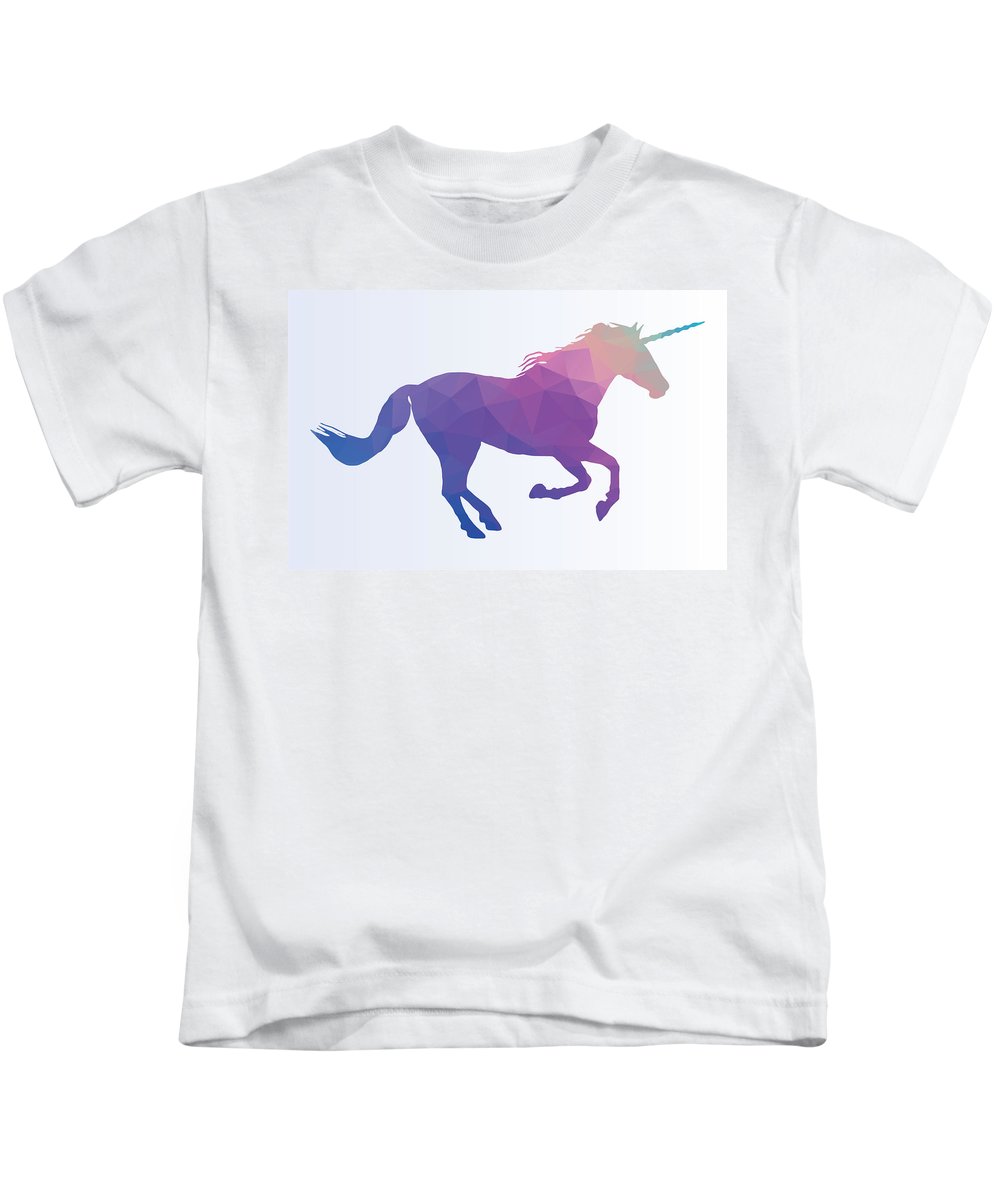Polygonal Unicorn Horse Silhouette - Kids T-Shirt