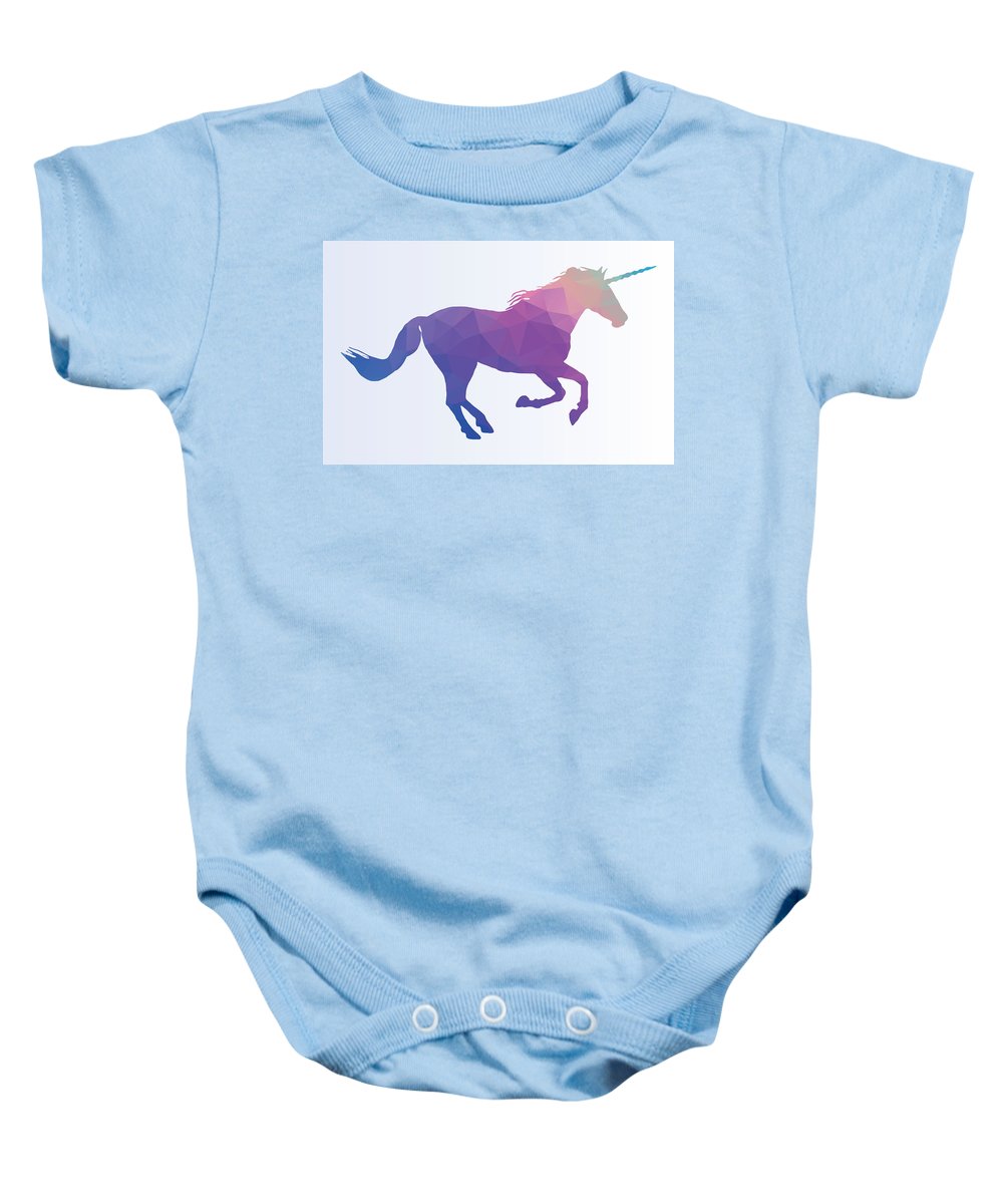 Polygonal Unicorn Horse Silhouette - Baby Onesie