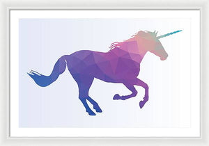 Polygonal Unicorn Horse Silhouette - Framed Print