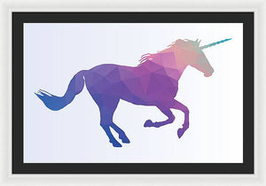 Polygonal Unicorn Horse Silhouette - Framed Print
