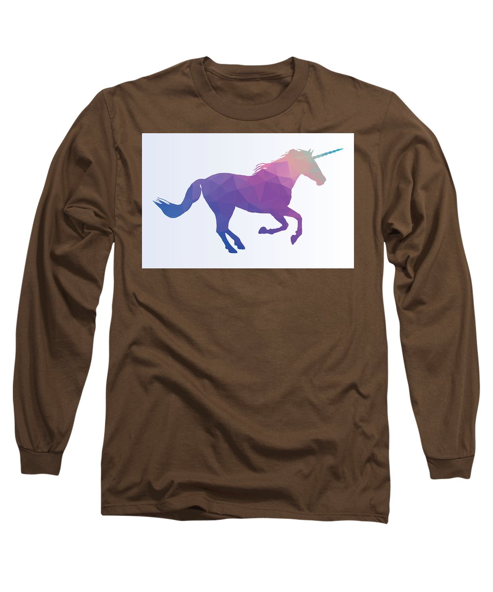 Polygonal Unicorn Horse Silhouette - Long Sleeve T-Shirt