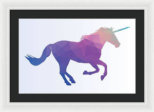 Polygonal Unicorn Horse Silhouette - Framed Print