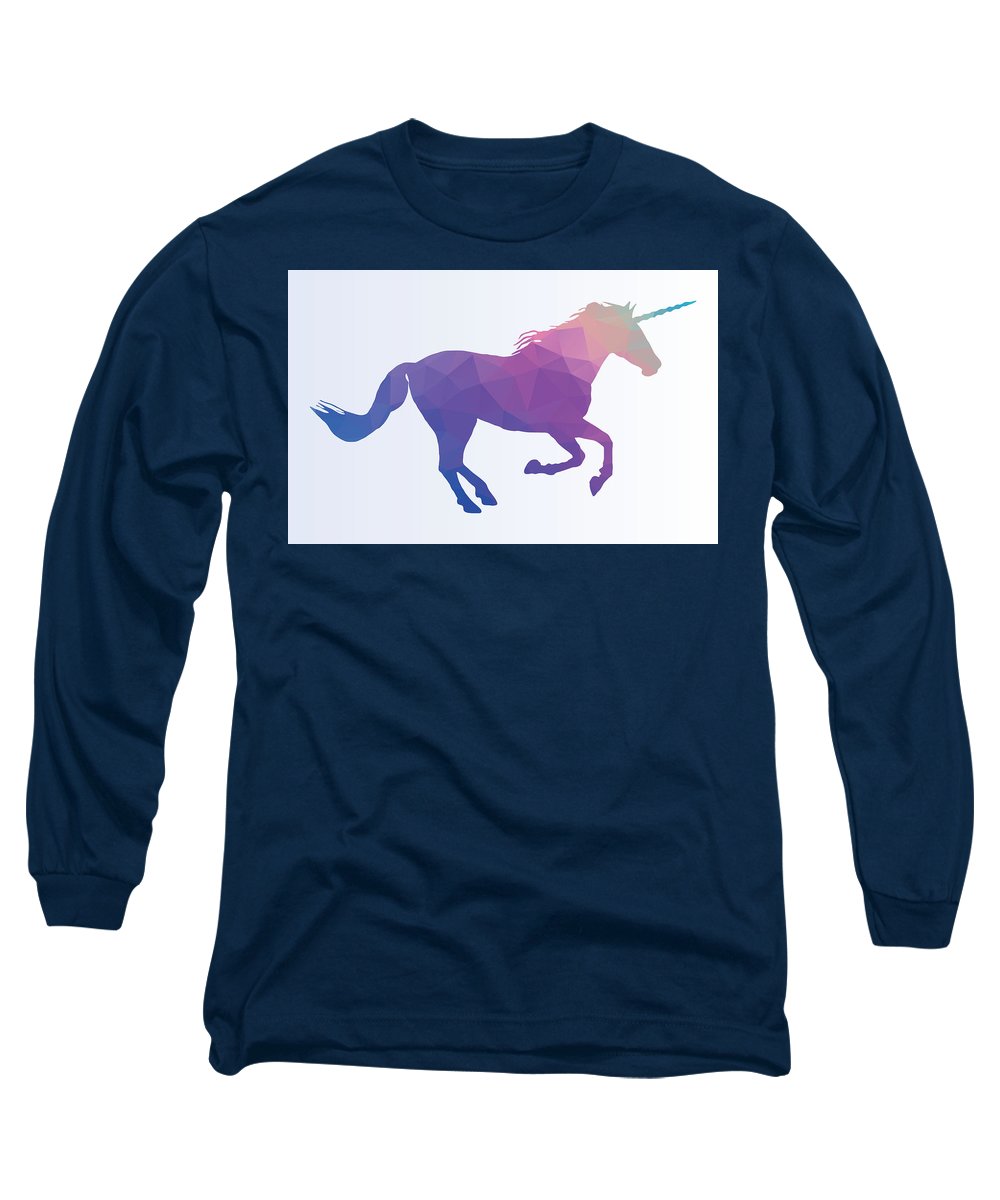 Polygonal Unicorn Horse Silhouette - Long Sleeve T-Shirt