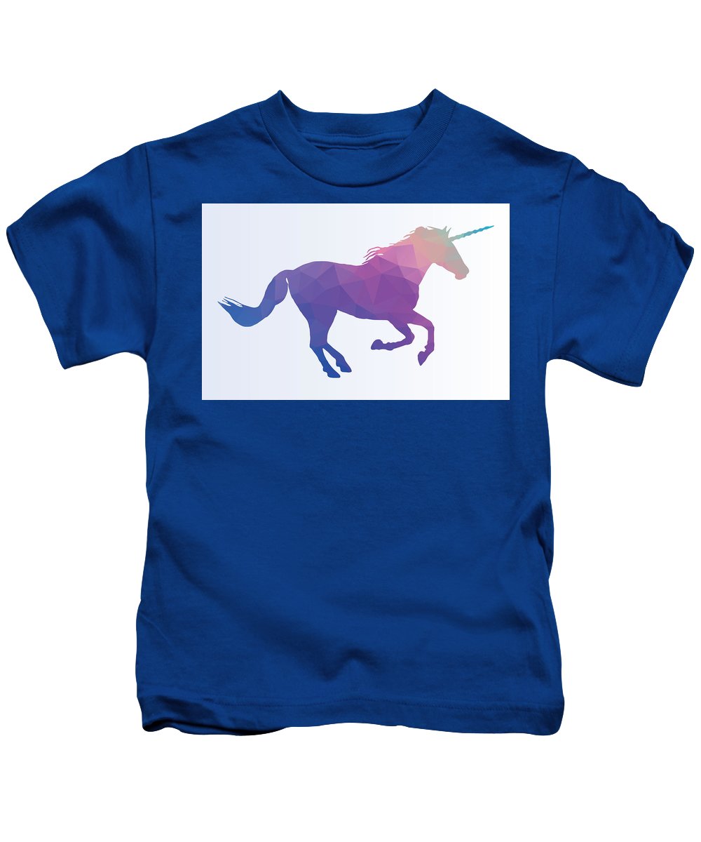 Polygonal Unicorn Horse Silhouette - Kids T-Shirt