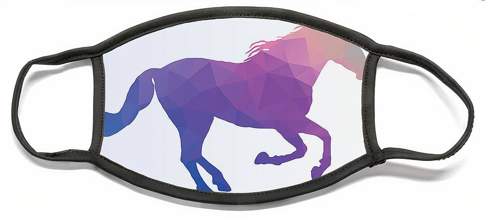 Polygonal Unicorn Horse Silhouette - Face Mask