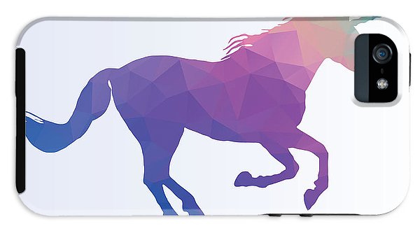 Polygonal Unicorn Horse Silhouette - Phone Case