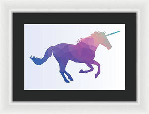 Polygonal Unicorn Horse Silhouette - Framed Print