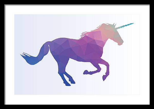 Polygonal Unicorn Horse Silhouette - Framed Print