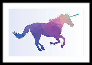 Polygonal Unicorn Horse Silhouette - Framed Print