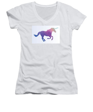 Polygonal Unicorn Horse Silhouette - Women's V-Neck