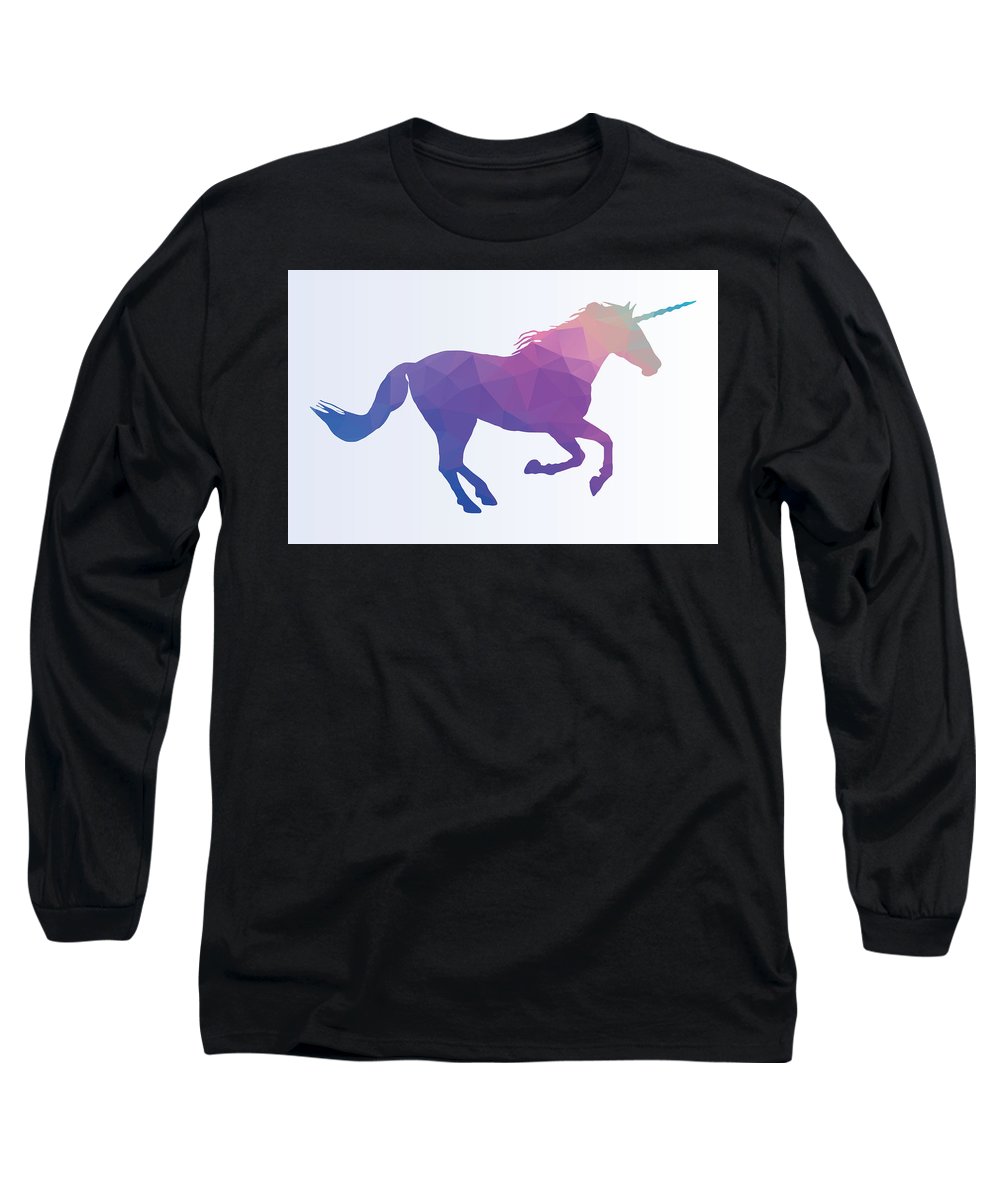 Polygonal Unicorn Horse Silhouette - Long Sleeve T-Shirt