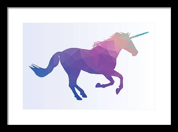 Polygonal Unicorn Horse Silhouette - Framed Print