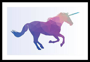 Polygonal Unicorn Horse Silhouette - Framed Print
