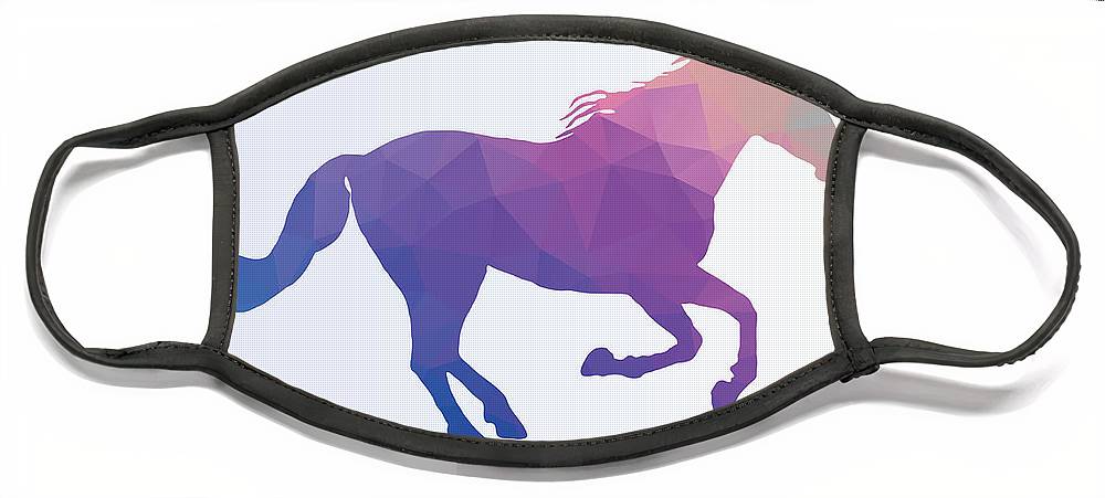 Polygonal Unicorn Horse Silhouette - Face Mask