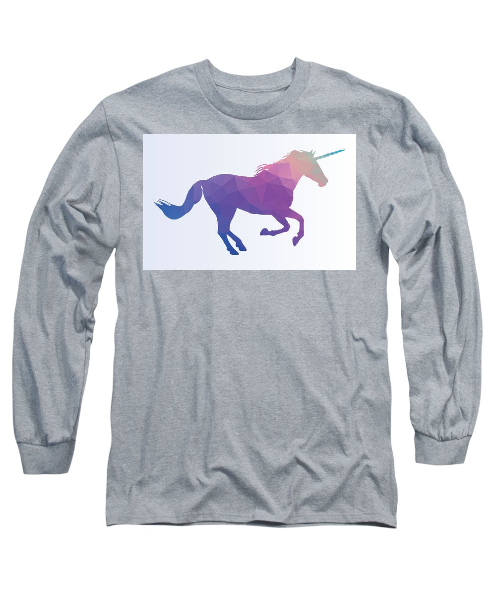 Polygonal Unicorn Horse Silhouette - Long Sleeve T-Shirt