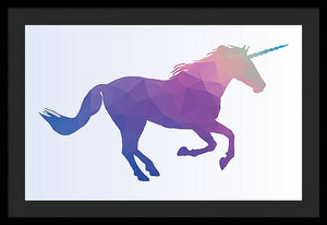 Polygonal Unicorn Horse Silhouette - Framed Print
