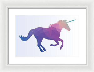 Polygonal Unicorn Horse Silhouette - Framed Print