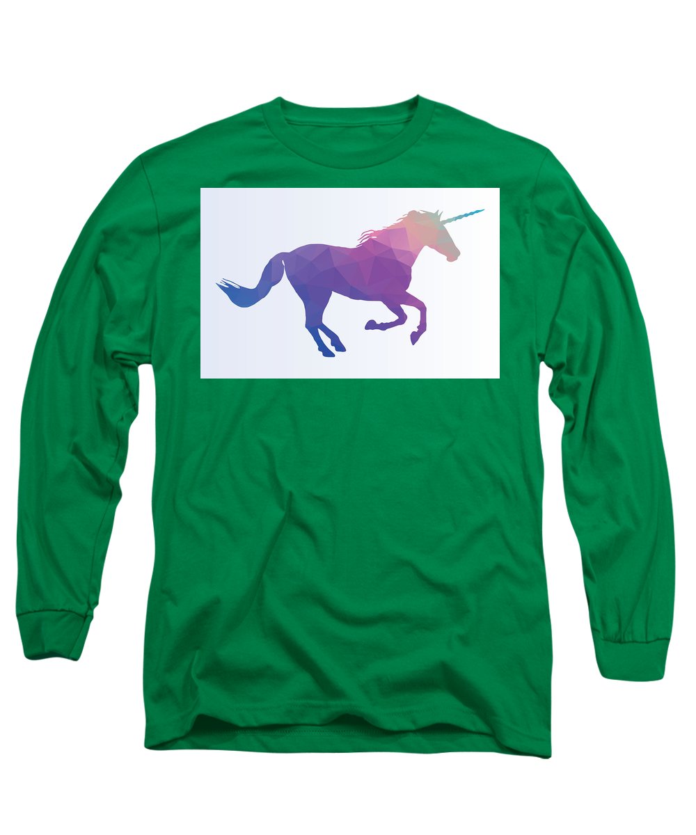 Polygonal Unicorn Horse Silhouette - Long Sleeve T-Shirt