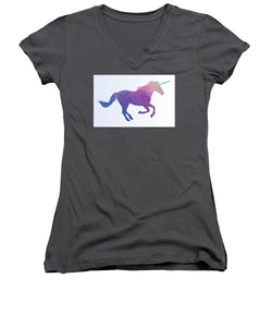 Polygonal Unicorn Horse Silhouette - Women's V-Neck