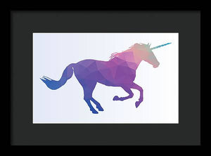 Polygonal Unicorn Horse Silhouette - Framed Print