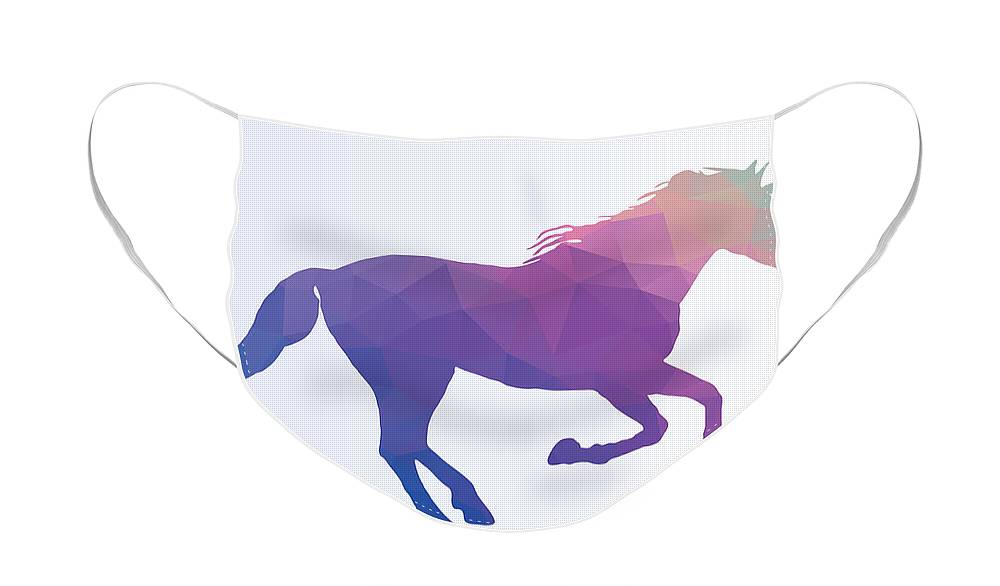 Polygonal Unicorn Horse Silhouette - Face Mask