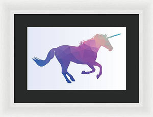 Polygonal Unicorn Horse Silhouette - Framed Print