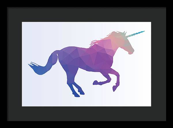 Polygonal Unicorn Horse Silhouette - Framed Print