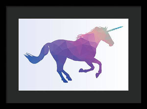 Polygonal Unicorn Horse Silhouette - Framed Print