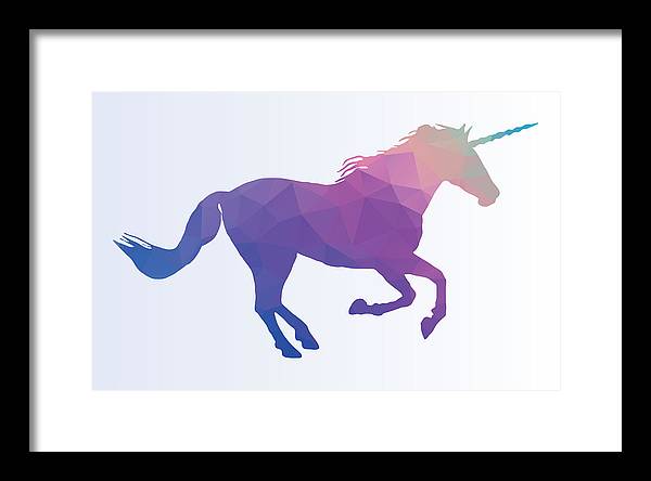 Polygonal Unicorn Horse Silhouette - Framed Print