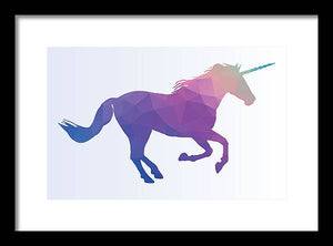 Polygonal Unicorn Horse Silhouette - Framed Print