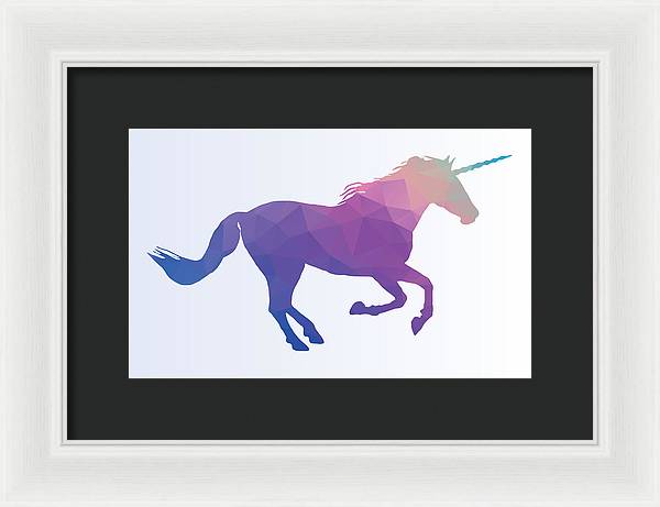 Polygonal Unicorn Horse Silhouette - Framed Print
