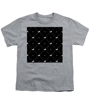 Vector seamless pattern of white horse silhouette with heart isolated on black - Youth T-Shirt