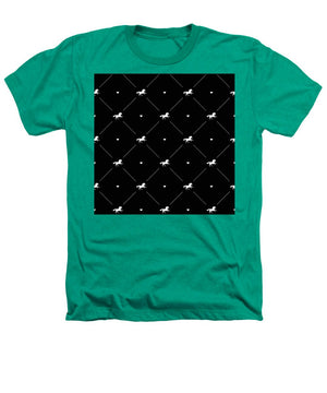 Vector seamless pattern of white horse silhouette with heart isolated on black - Heathers T-Shirt