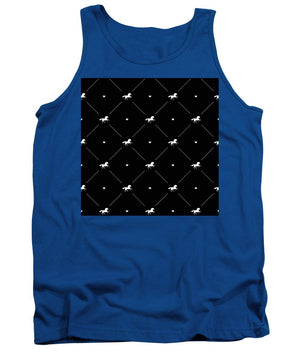 Vector seamless pattern of white horse silhouette with heart isolated on black - Tank Top