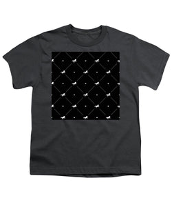 Vector seamless pattern of white horse silhouette with heart isolated on black - Youth T-Shirt