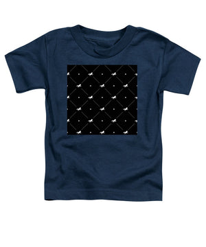 Vector seamless pattern of white horse silhouette with heart isolated on black - Toddler T-Shirt