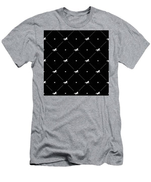 Vector seamless pattern of white horse silhouette with heart isolated on black - T-Shirt