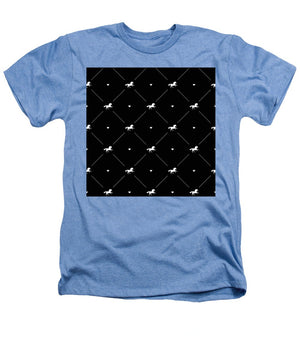 Vector seamless pattern of white horse silhouette with heart isolated on black - Heathers T-Shirt