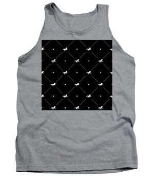 Vector seamless pattern of white horse silhouette with heart isolated on black - Tank Top