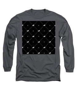 Vector seamless pattern of white horse silhouette with heart isolated on black - Long Sleeve T-Shirt