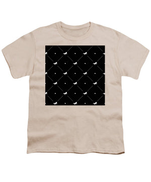 Vector seamless pattern of white horse silhouette with heart isolated on black - Youth T-Shirt
