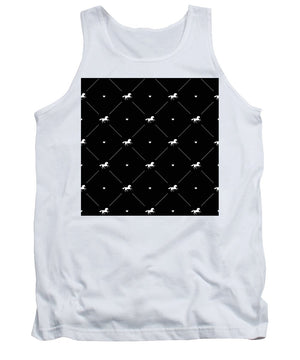 Vector seamless pattern of white horse silhouette with heart isolated on black - Tank Top