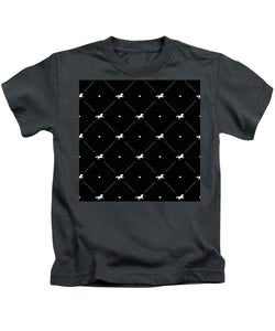 Vector seamless pattern of white horse silhouette with heart isolated on black - Kids T-Shirt