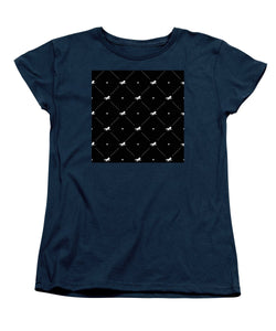 Vector seamless pattern of white horse silhouette with heart isolated on black - Women's T-Shirt (Standard Fit)