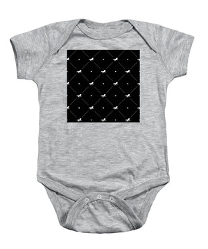 Vector seamless pattern of white horse silhouette with heart isolated on black - Baby Onesie